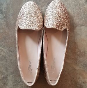 NWB Rose gold glitter loafers